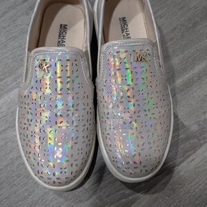 Michael Kors Kids Silver Iridescent Slip-On Sneakers